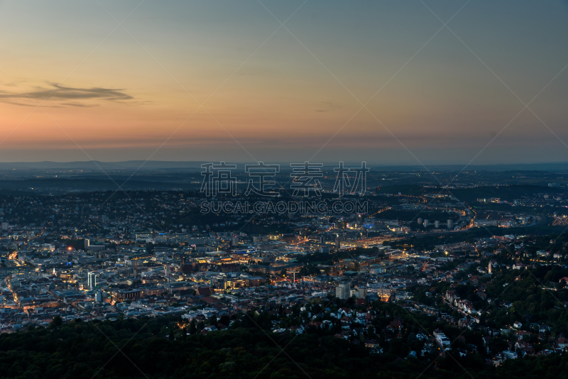 城市,德国,斯图加特,室内过夜,夏天,夜晚,古老的,埃斯林根,都市风景,建筑业