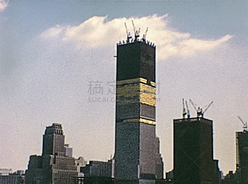 双峰塔,1970-1979年图片,在下面,美国中大西洋地区,镜头摇上,水平画幅,档案,约克,古老的,旅行者