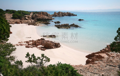 海滩,粉色,玫瑰,旅游目的地,水平画幅,撒丁岛,无人,有空房,布代利,夏天