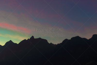 山,曙暮光,自然,水平画幅,夜晚,雪,无人,蓝色,博卡拉,全景