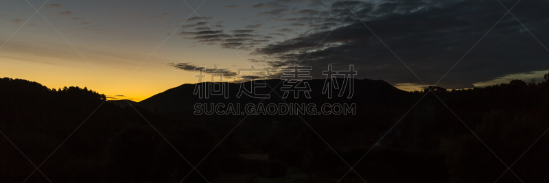 塞文山区,黎明,天空,美,水平画幅,云,山,无人,早晨,夏天