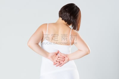 肾脏,女人,炎症,背痛,贞德,灰色背景,成年的,后背