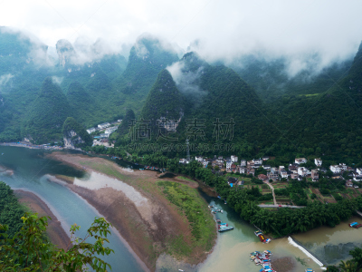 河流,地形,兴平,木筏,漓江,阳朔,桂林,水,水平画幅,高视角