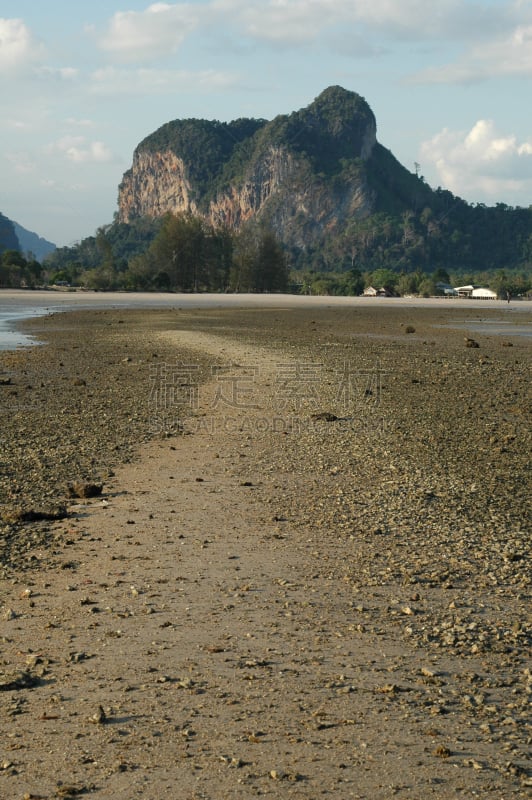 喀斯特,海滩,奥南湾,垂直画幅,国家公园,无人,海景,泰国,雨林,晴朗