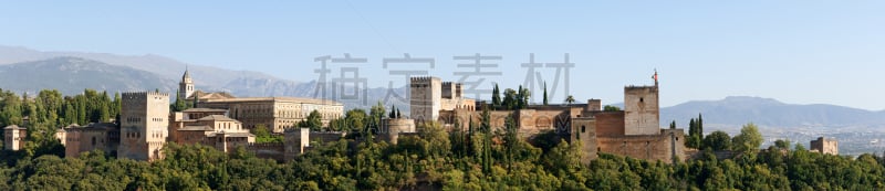 阿罕布拉,全景,格拉纳达,处阿尔罕布拉,摩尔人风格,纪念碑,水平画幅,无人,户外,要塞