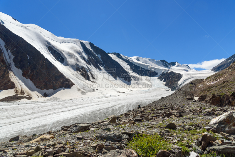 巨大的,俄罗斯,风景,冰河,天空,美,水平画幅,山,雪,无人