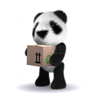三维图形,熊猫,剧场售票处,稀缺,绘画插图,货运,性格,卡通,熊,纸箱