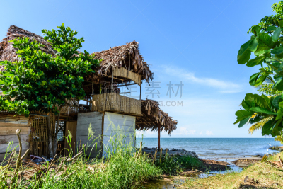 海滩,加勒比海地区,安全护栏,鸡尾酒,利文斯敦,利文司顿,海滩草棚,危地马拉,茅屋屋顶,加勒比海