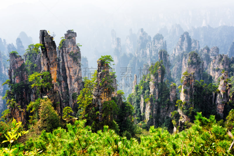 山,自然美,风景,石英砂岩,柱子,头像,天子山,武陵源,张家界,湖南省