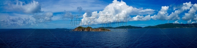 岛,圣汤姆斯,热带气候,云,自然美,客轮,波浪,绿松石色,远洋班轮,夏天