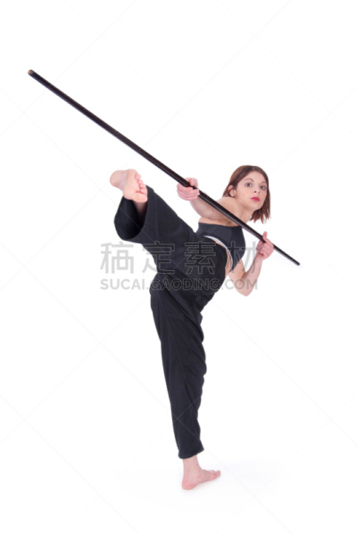 中国功夫,女孩,垂直画幅,女人,武术,艺术,足,高大的,白人,黑色