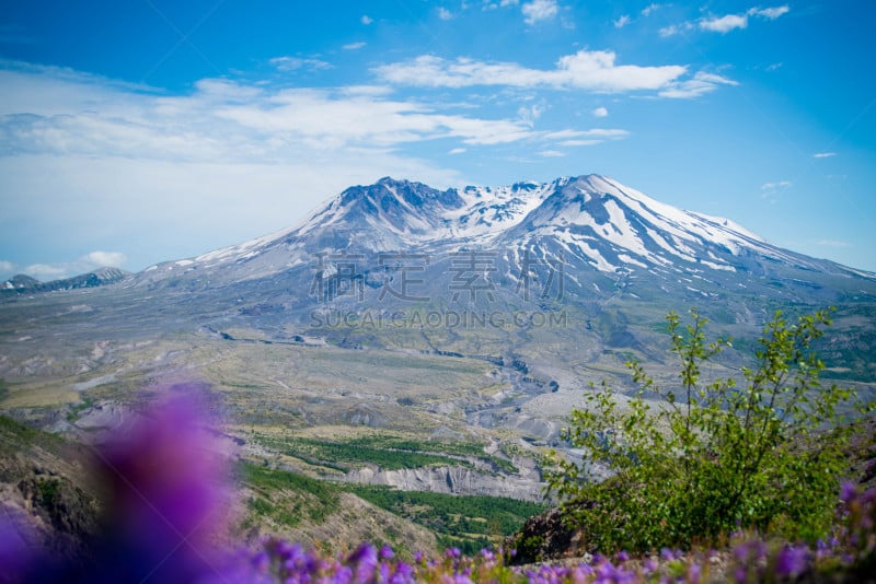 圣海伦火山,火山,白昼,晴朗,天空,水平画幅,云,山,雪,无人