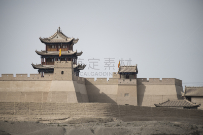 墙,水平画幅,山,无人,砖墙,陡峭,过去,甘肃省,非凡的,毛石
