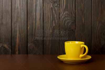 杯,木制,黄色,暗色,热饮,背景,彩色图片,餐具,留白,褐色