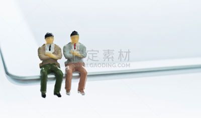 男商人,小雕像,平板电脑,留白,工业,白色,瓷器,技术,触控板,计算机