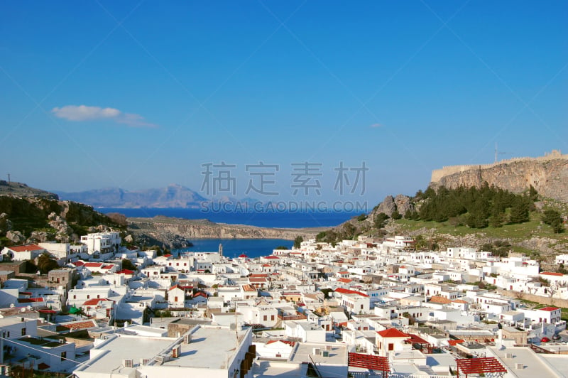 都市风景,海湾,水,天空,度假胜地,休闲活动,水平画幅,罗德岛,多德卡尼斯群岛,平视角