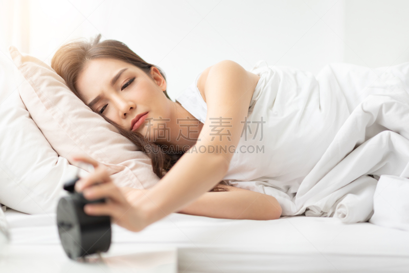 女孩,就寝时间,儿童,少女,情绪压力,警铃,白色,疲劳的,女性