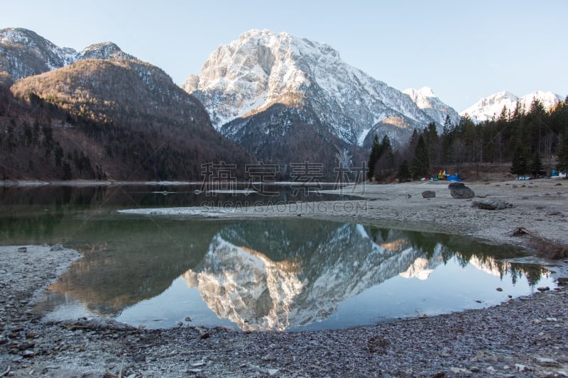 湖,阿尔卑斯山脉,julian alps,水,天空,美,水平画幅,无人,户外,都市风景