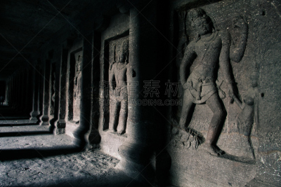 埃罗拉,印度,寺庙,阿旃陀,马哈拉施特拉邦,灵性,水平画幅,建筑,无人,印度教