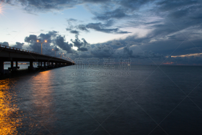 马德雷湖,南帕诸岛,水平画幅,夜晚,无人,墨西哥湾沿岸国家,水湾,桥,摄影