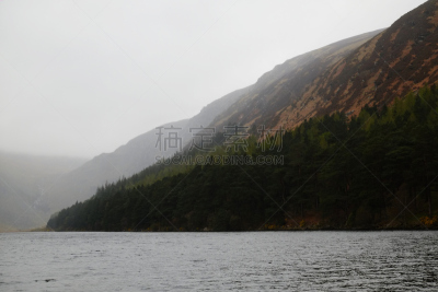 威克洛郡,格伦达洛谷,上湖,水,水平画幅,山,无人,户外,湖,静水