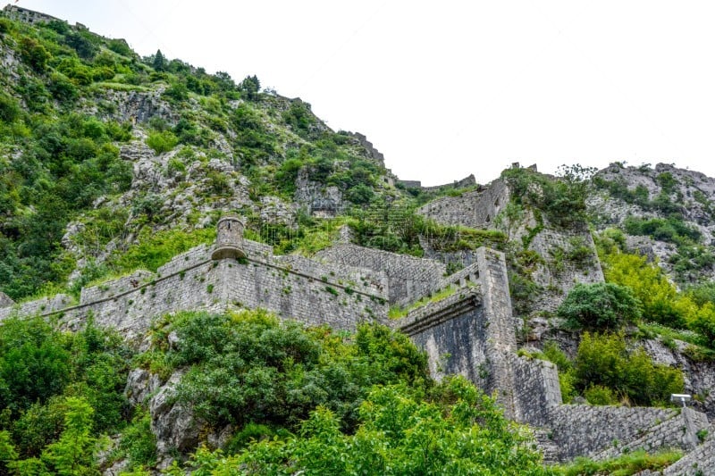 科托尔湾,黑山,要塞,城市,在上面,圣约翰,云,复古风格,户外,建筑