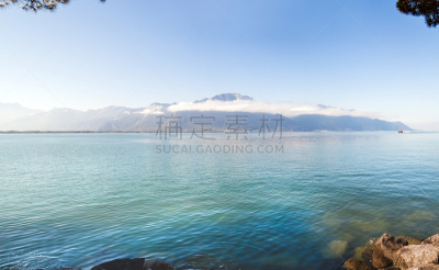 阿尔卑斯山脉,全景,瑞士,日内瓦湖,水,天空,美,日内瓦,水平画幅,云