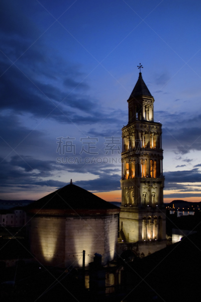 教堂,塔,圣马洛,暗色,世界遗产,黄昏,著名景点,大教堂,户外,天空