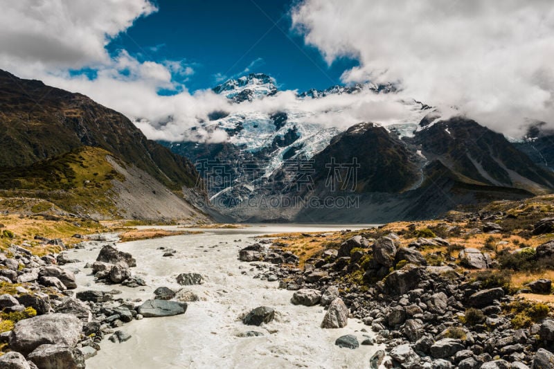 库克山,普卡基湖,水,天空,水平画幅,山,雪,户外,湖,自然公园