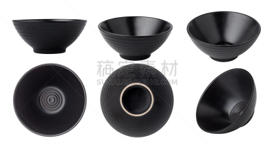 碗,黑色,传统,在底端,空的,一个物体,背景分离,食品,复古风格,餐具