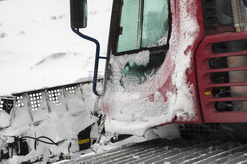 扫雪车,冻结的,大风雪,天空,冬季服务,水平画幅,雪,陆用车,滑雪坡,户外