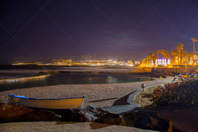 特内里费岛,岛,夜晚,宁静,波多黎各,热带气候,海浪,椅子,北美歌雀,伞