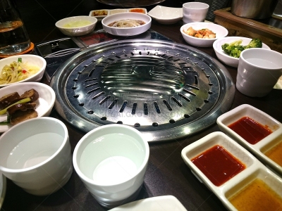 烤肉架,韩式烧牛肉,豆芽,韩国泡菜,韩国食物,蔬菜,红色,热,高级西餐,食品