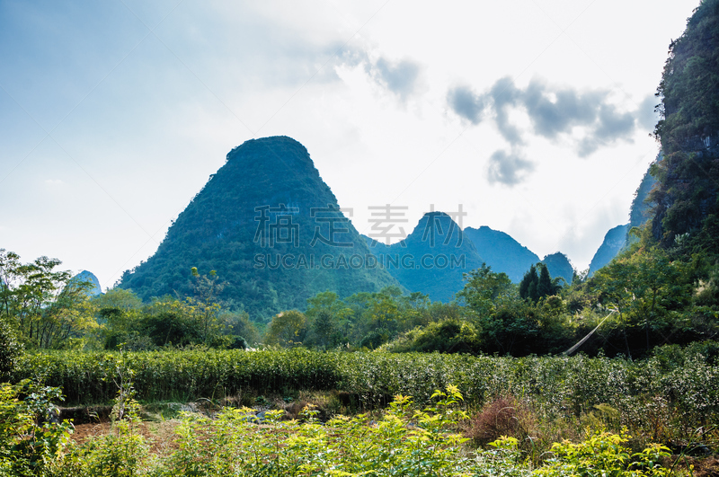 喀斯特,山,风景,玉龙雪山,阳朔,云南省,桂林,天空,美,水平画幅