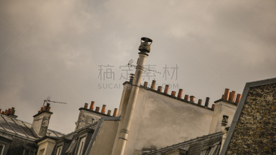 屋顶,巴黎,烟囱,水平画幅,建筑,无人,建筑外部,户外,转移打印,彩色图片