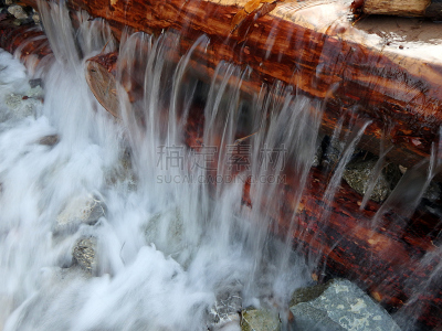 河流,木制,水坝,山,水,美,水平画幅,瀑布,木材,泥土