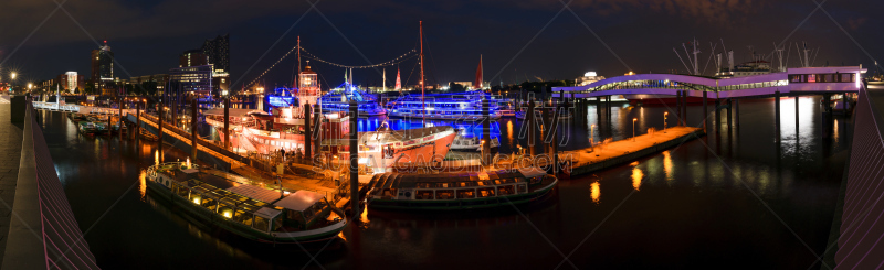 港口城市,汉堡,夜晚,德国,圣保利,易北音乐厅,灯塔船,汉堡老库房,易北河,水