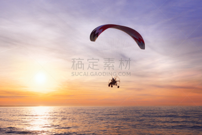 海洋,在上面,超轻型飞机,高崖跳伞,风筝,风,水平画幅,夜晚,蓝色,风险