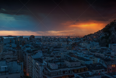 巴西,旅游目的地,里约热内卢,航拍视角,名声,水平画幅,夜晚,无人,大西洋,夏天