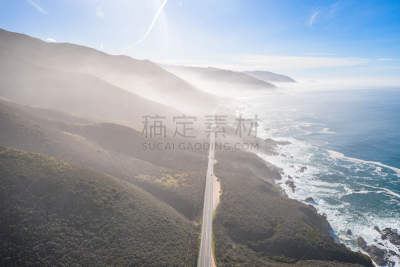 加利福尼亚,太平洋,路,山,航拍视角,太平洋海岸公路,公路,自然美,海岸线,太平洋海岸山脉
