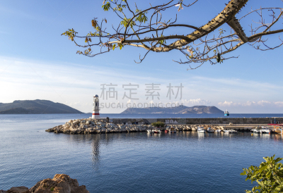 灯塔楼,非凡的,海洋,土耳其,卡斯,安塔利亚省,蓝色,水,天空,风