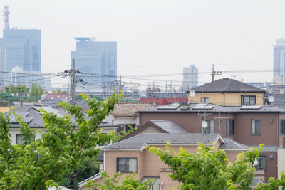 都市风景,埼玉市,崎玉县,天空,水平画幅,绿色,无人,蓝色,日本,建筑外部