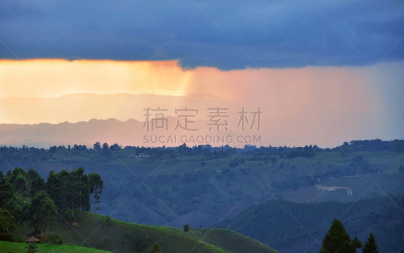 酿酒厂,暴风雨,南美,天空,美,水平画幅,山,夏天,户外,草