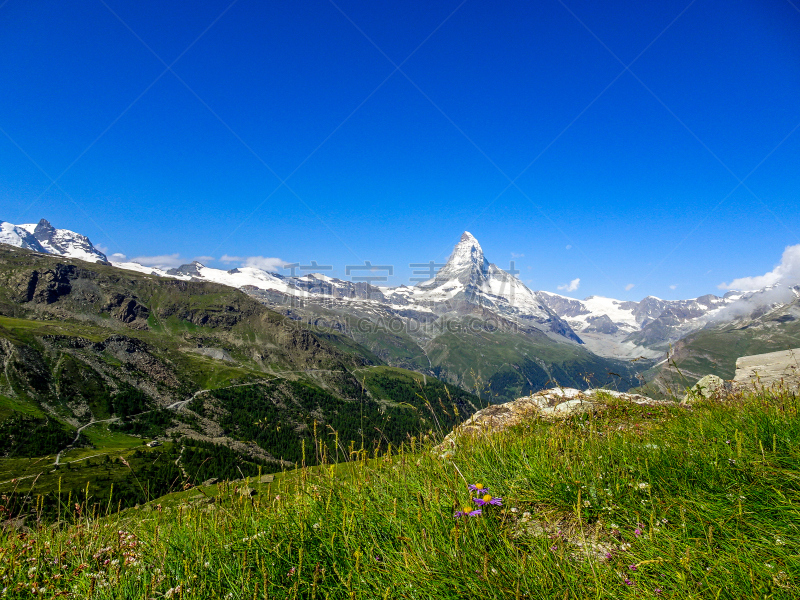 马特洪峰,瑞士,瓦莱斯州,瑞士阿尔卑斯山,草地,水平画幅,雪,无人,户外,徒步旅行