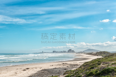 开普敦,布劳堡海滩,海滩,接力赛,海豚,摄像机拍摄角度,西开普省,云,大西洋,鹅卵石