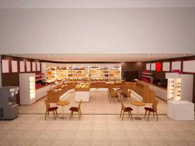 商店,三维图形,面包店,室内设计师,边框,水平画幅,无人,椅子,奶油,机器