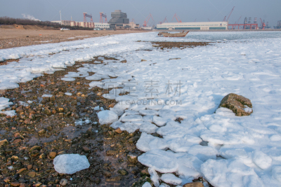 中国,海洋,冻结的,云,雪,船,动物,春天,海岸线,岩石