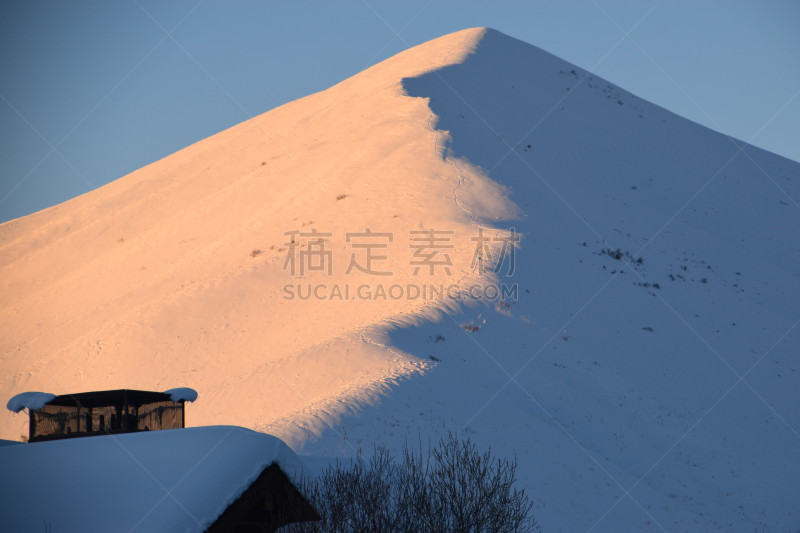 山,黄色,爱达荷,橙色,图像,雪,森瓦利,美国,布莱恩县,光效果