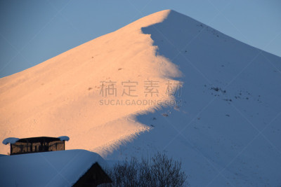 山,黄色,爱达荷,橙色,图像,雪,森瓦利,美国,布莱恩县,光效果