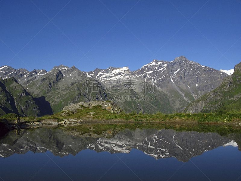 阿尔卑斯山脉,瑞士,镜子,韦尔毕耶,宾尼的阿尔卑斯山脉,水,天空,水平画幅,过大的,无人
